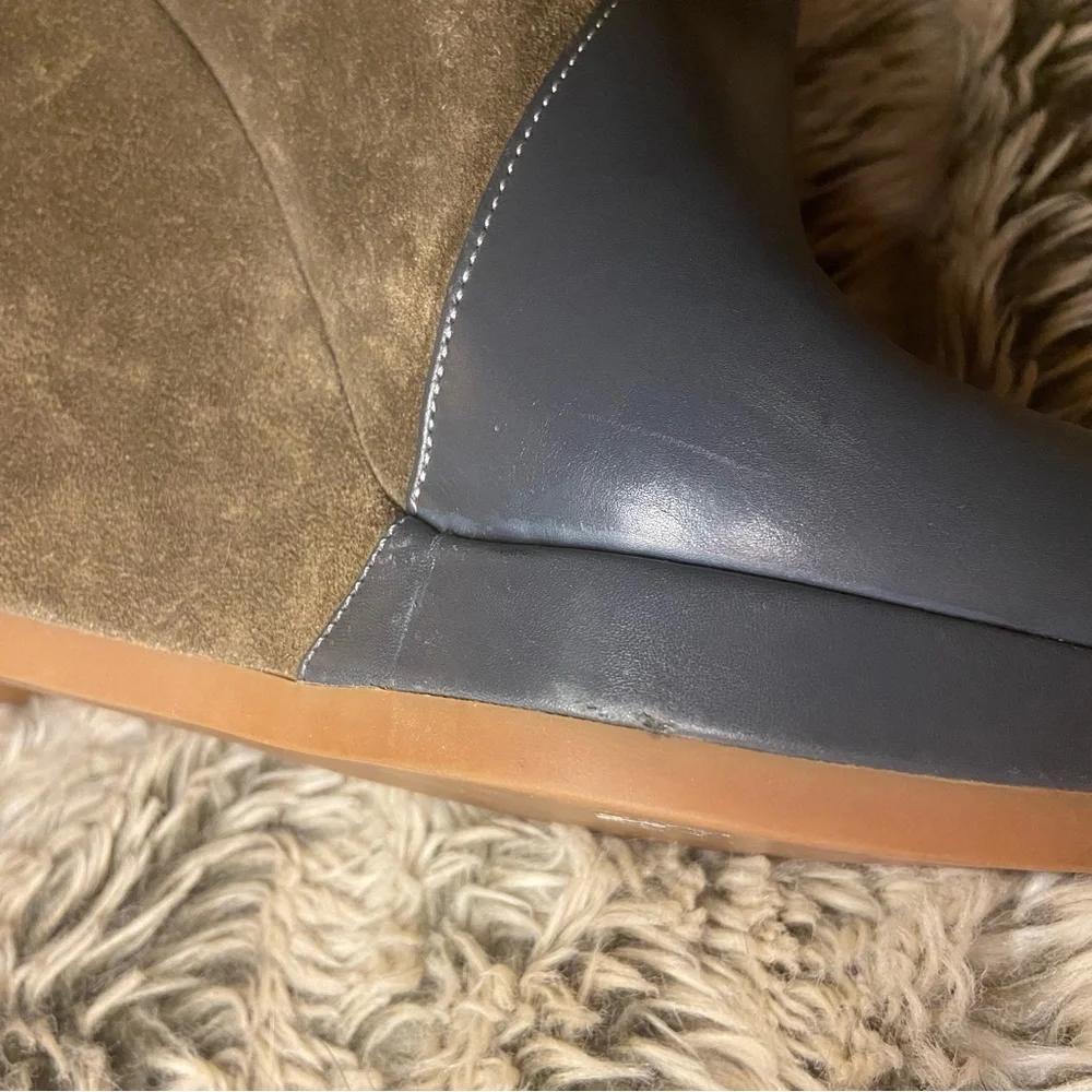 Jil Sander Brown Suede Black Leather Platform Wedge Boots Mid Calf Booties 36 6 - Picture 11 of 16